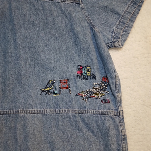 CJ Banks Women's Embroidered Denim Blouse- 1X - Picture 6 of 10